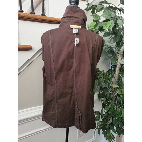 Liz Jordan Women's Brown Cotton Long Sleeve Collared Buttons Long Coat - Picture 9 of 12